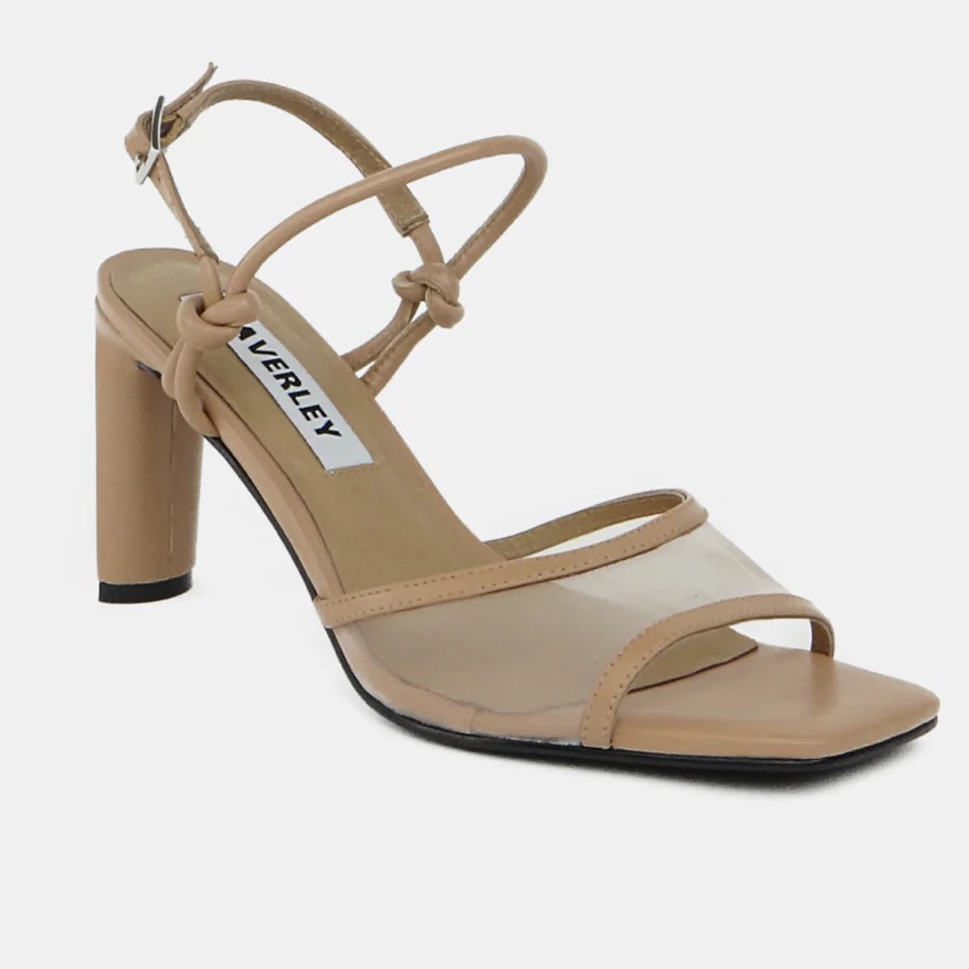 Caverley Montana Beige Mesh-Strap Block Heel Sandals